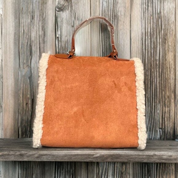 Badgley Mischka Fur Border Satchel - Picture 2 of 3